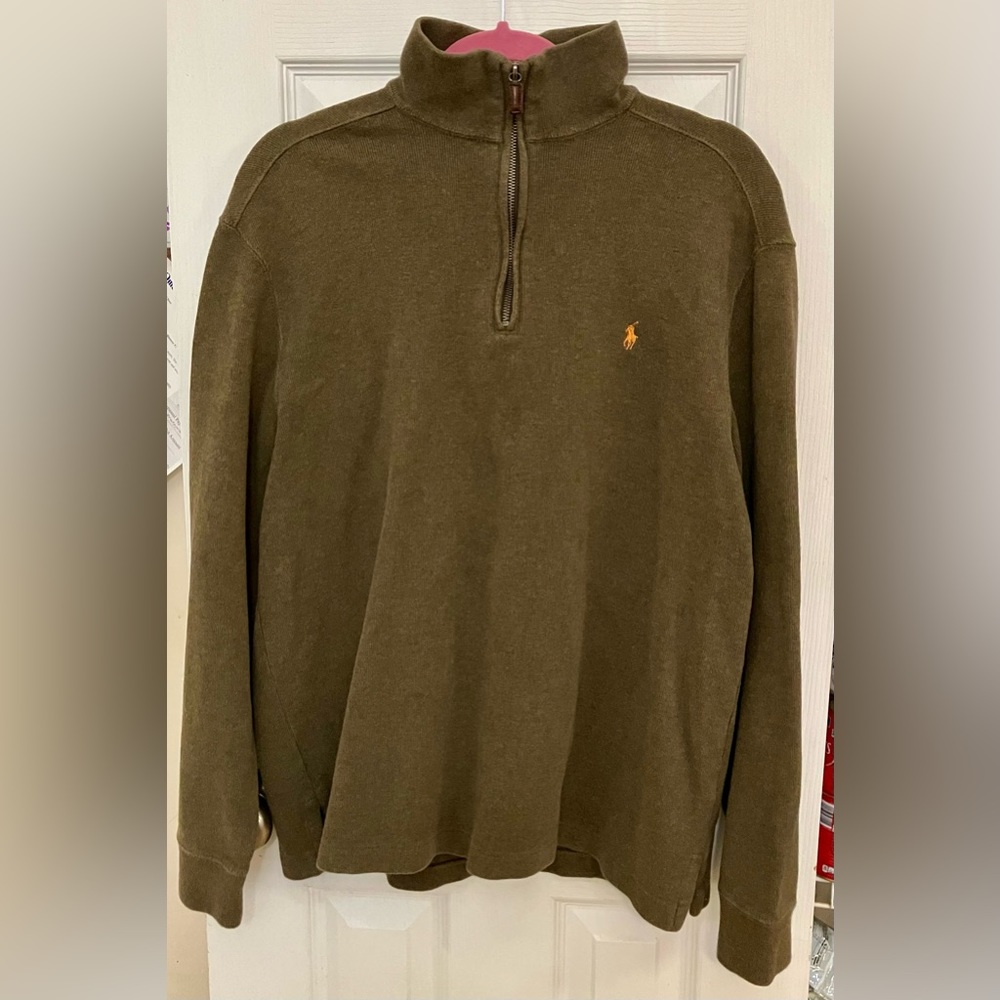 Polo Ralph Lauren Vintage Sweater Mens Medium Brown Quarter Zip Pullover